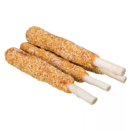 Brocheta de pato rebozada