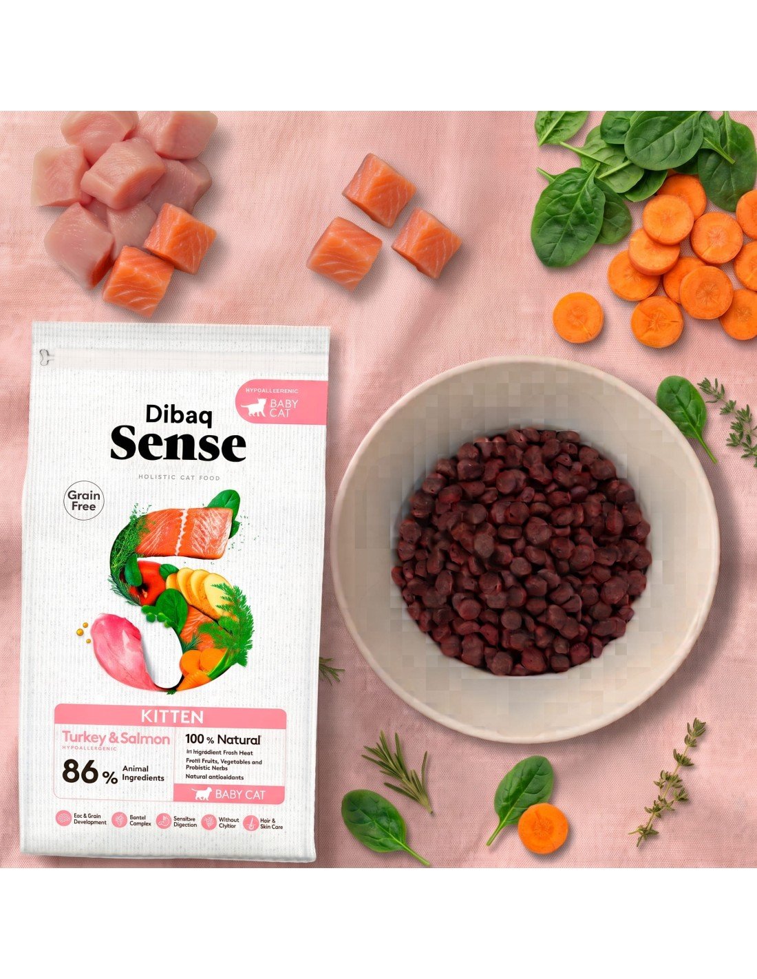Dibaq Sense Cat GF Kitten Pavo y Salmón - Imagen 2