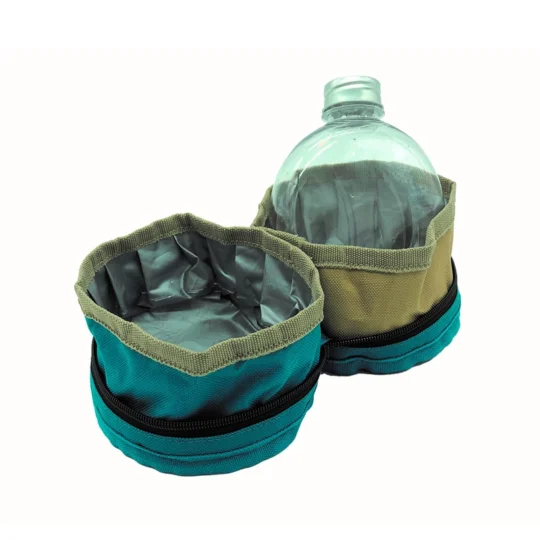Comedero doble de viaje Bubimex con botella