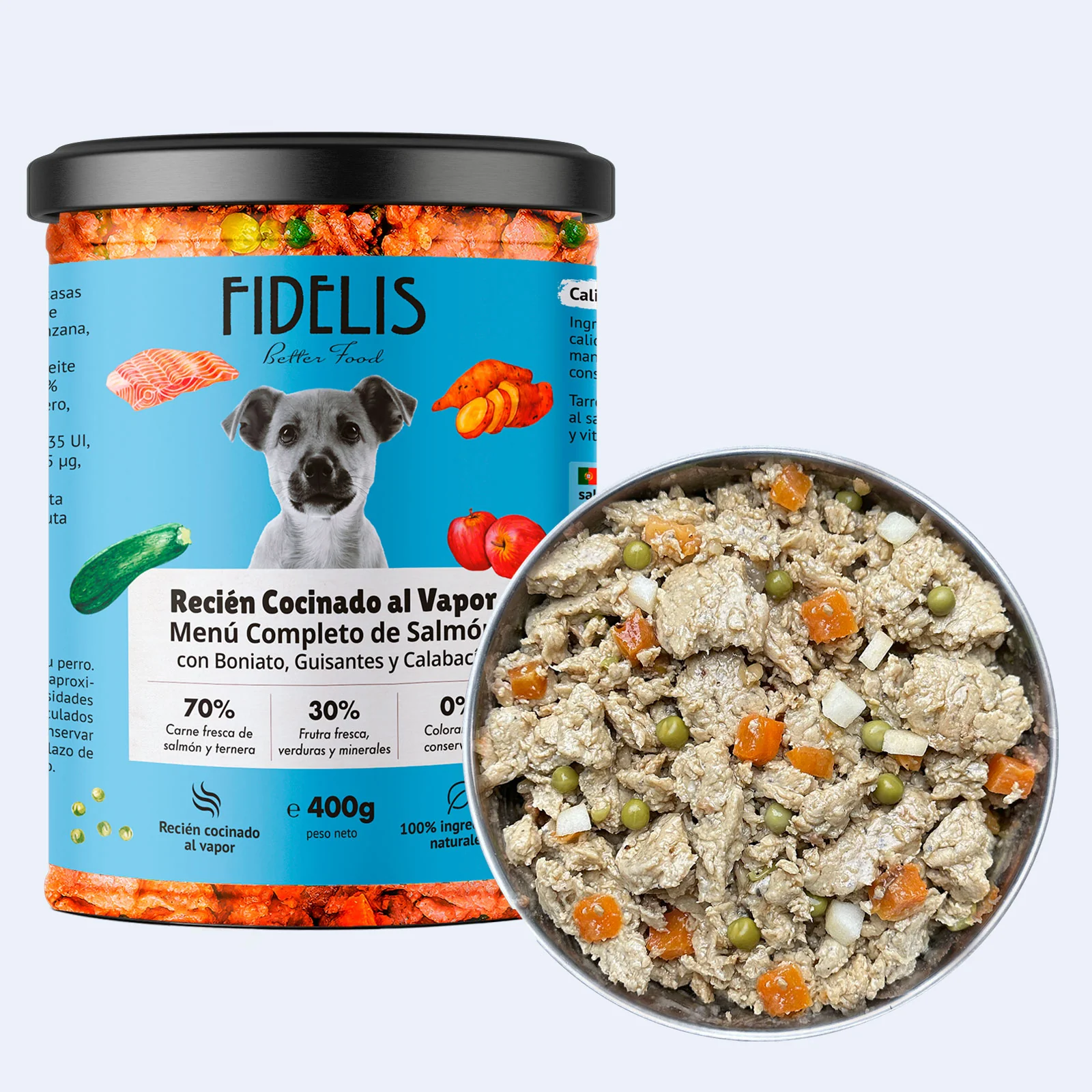 Fidelis Salmón con Boniato, Guisantes y Calabacín
