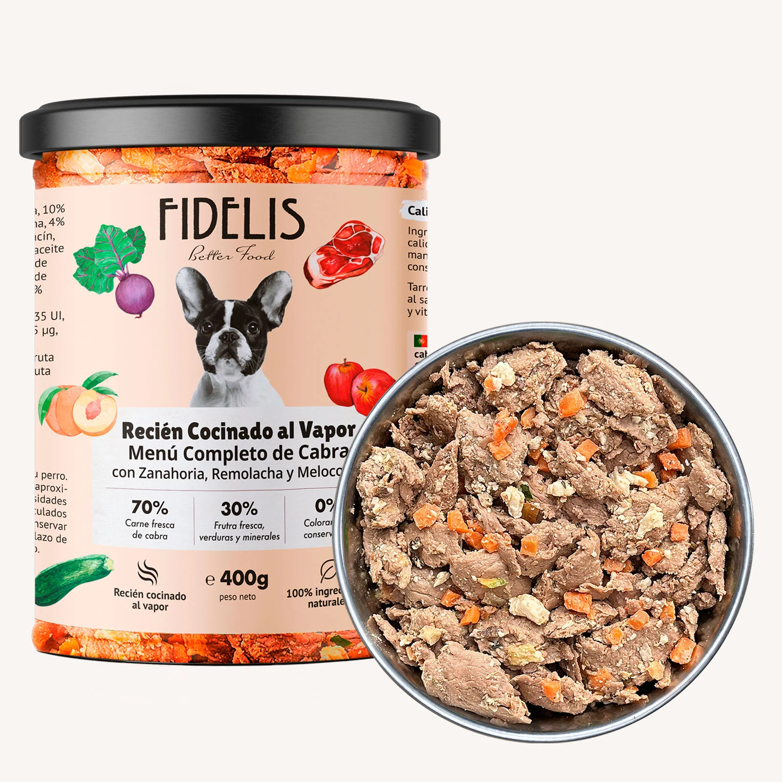 Fidelis Cabra con zanahoria, Remolacha y Melocotón