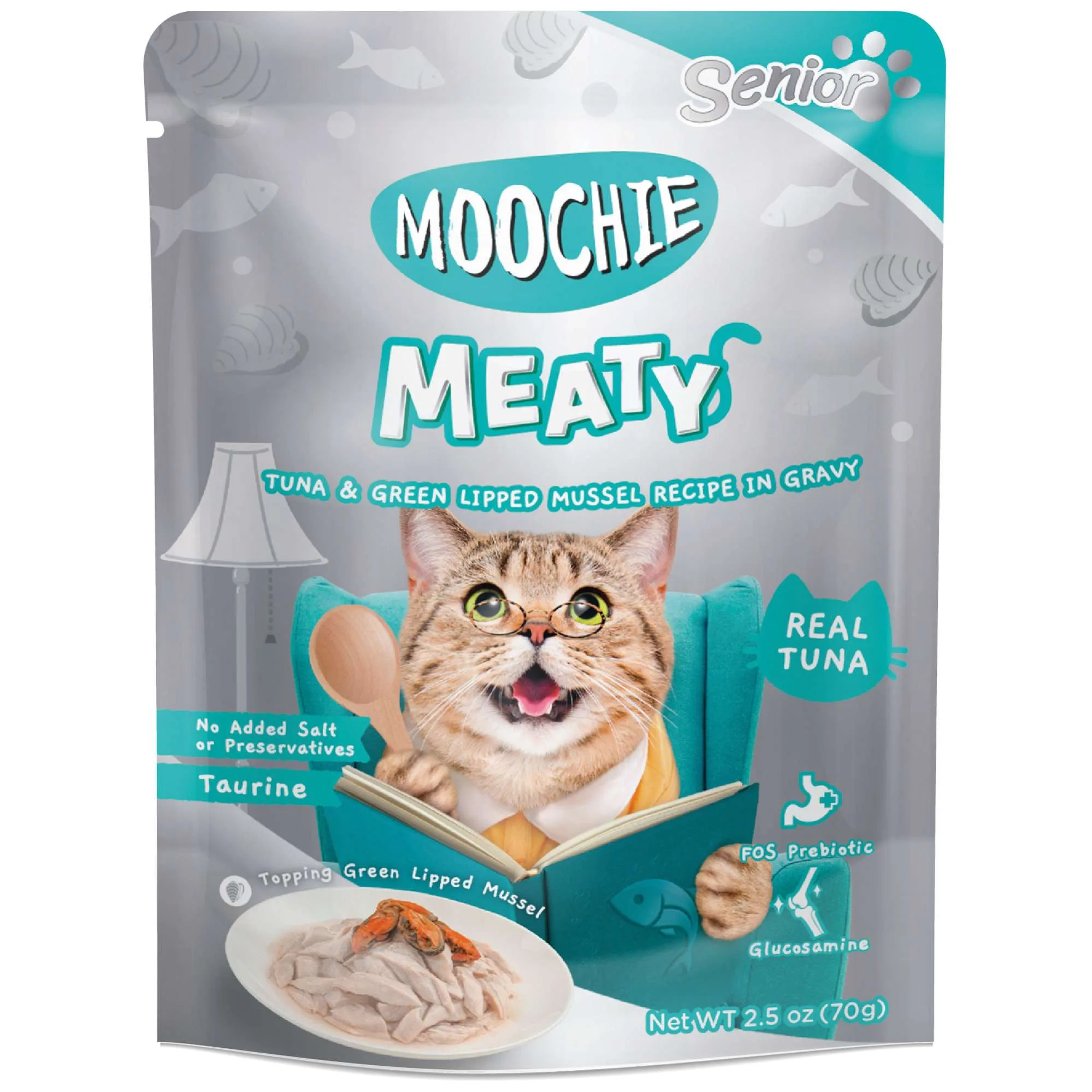 Moochie Senior de atún y mejillón gelatina 70 g